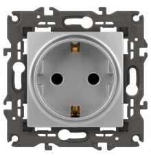 14-2101-03 Розетка с заземлением, 16A-250В, IP20, Эра Elegance, алюминий  Б0034266  ЭРА