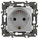 14-2101-03 Розетка с заземлением, 16A-250В, IP20, Эра Elegance, алюминий  Б0034266  ЭРА