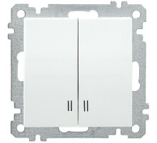 BOLERO белый Выключатель 2-клавишный с индикацией 10А ВС10-2-1-Б  EVB21-K01-10-1  IEK
