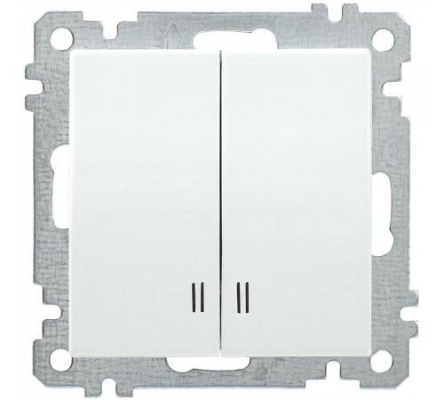 BOLERO белый Выключатель 2-клавишный с индикацией 10А ВС10-2-1-Б  EVB21-K01-10-1  IEK