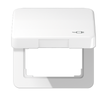 Рамка с подпружиненной крышкой для механизмов 50*50, с символом "Вилка" CD590KLSOCWW Jung