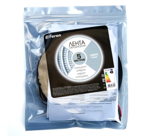 Лента светодиодная LS604/ 60SMD(2835)/м 4.8Вт/м 12V IP65 5000*8*1.8мм 6500К  27638  FERON