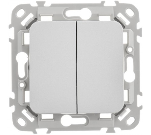 FLITE Выключатель 2-клавишный 10А ВС12-1-0-ФлА алюминий  FI-V20-0-10-1-K47  IEK