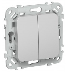 FLITE Выключатель 2-клавишный 10А ВС12-1-0-ФлА алюминий  FI-V20-0-10-1-K47  IEK