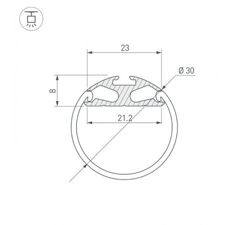 Профиль ROUND-D30-2000 ANOD  023860  Arlight
