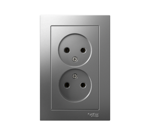 AtlasDesign Сталь Розетка без заземления двойная, 16А, (в сборе с рамкой)  ATN000920  SE