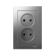 AtlasDesign Сталь Розетка без заземления двойная, 16А, (в сборе с рамкой)  ATN000920  SE