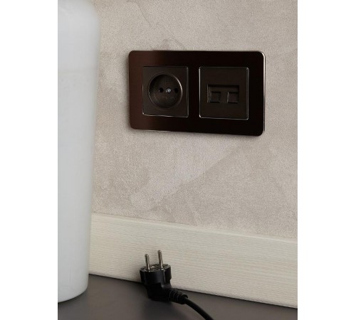 BRITE Розетка компьютерная 2-ая RJ45 кат.6 РК11-2-БрТБ темная бронза  BR-K20-2-K45  IEK