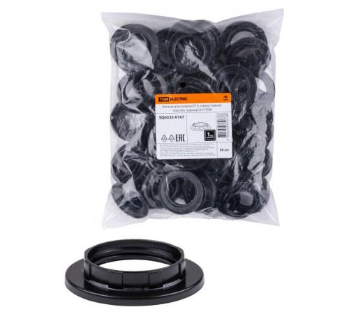 Кольцо для патрона Е14, термостойкий пластик, черный, Б/Н  SQ0335-0167  TDM
