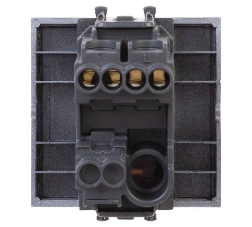 Выключатель одноклавишный модульный, "Avanti", " Закаленная сталь", 2модуля  4404102  DKC