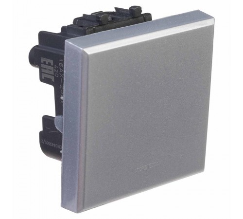 Выключатель одноклавишный модульный, "Avanti", " Закаленная сталь", 2модуля  4404102  DKC