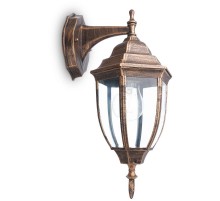 Светильник садово-парковый PL6002 шестигранный на стену вниз 60W E27 230V, черное золото  11894  Feron