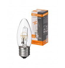 Лампа галогенная "Свеча" прозрачная 28 Вт-230 В-Е27  SQ0341-0095  TDM