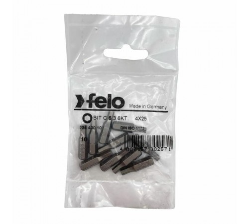 Бита шестигранная серия Industrial HEX 4,0X25, 10 шт  02440010  Felo