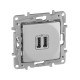 Etika Алюминий Розетка USB 2-ая 240В/5В 2400мА  672494  Legrand