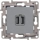 Etika Алюминий Розетка USB 2-ая 240В/5В 2400мА  672494  Legrand