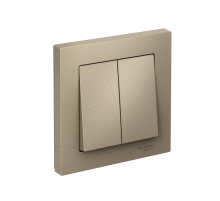 AtlasDesign Шампань Выключатель 2-клавишный сх.5, 10АХ, (в сборе с рамкой)  ATN000552  SE