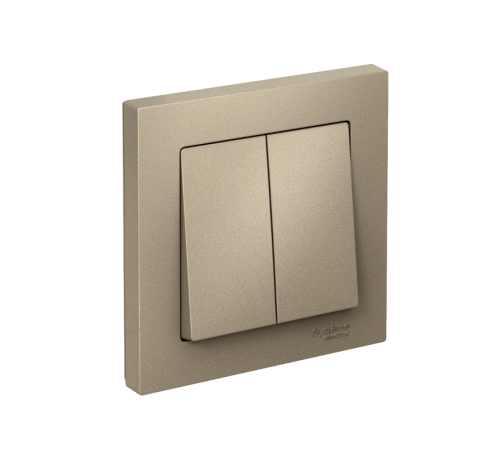 AtlasDesign Шампань Выключатель 2-клавишный сх.5, 10АХ, (в сборе с рамкой)  ATN000552  SE