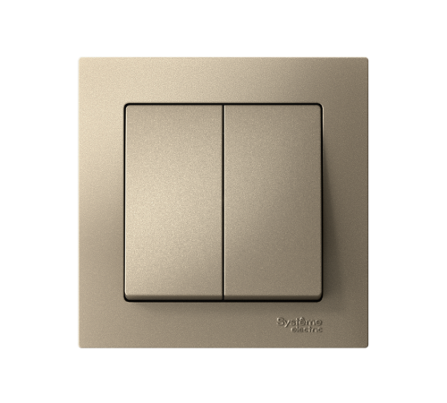 AtlasDesign Шампань Выключатель 2-клавишный сх.5, 10АХ, (в сборе с рамкой)  ATN000552  SE