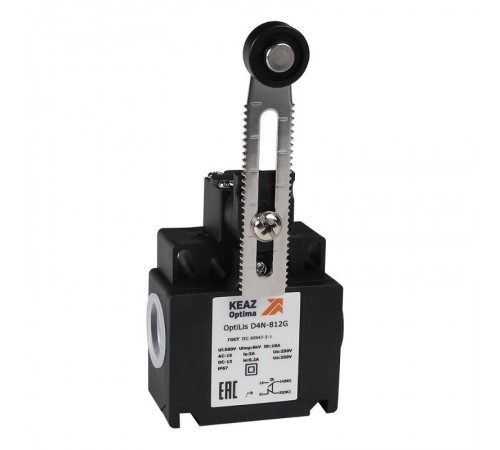 Выключатель концевой OptiLiS D4N-412H рычаг регулируемый 50 мм с роликом пластиковым EN 50047 XCKN2149P20  365311  КЭАЗ