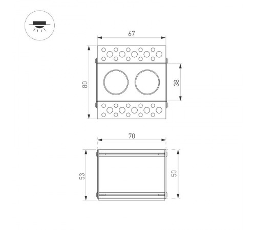 Светильник MS-ORIENT-BUILT-TRIMLESS-TC-S38x67-5W Day4000 (WH-BK, 30 deg, 230V) (Arlight, IP20 Металл, 5 лет)  032228  Arlight
