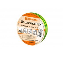 Изолента ПВХ 0,15х19мм Желто-Зеленая 20м   SQ0526-0007  TDM