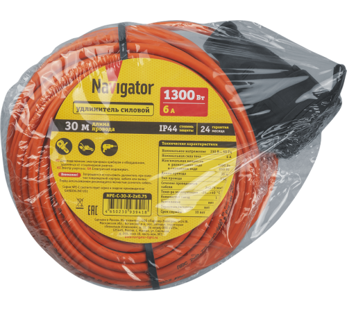 Удлинитель   93 941 NPE-C-30-X-2x0.75 шнур б/з 30м (Россия)  93941  Navigator