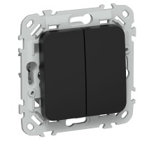 FLITE Выключатель 2-клавишный 10А ВС12-1-0-ФлЧ черный  FI-V20-0-10-1-K02  IEK