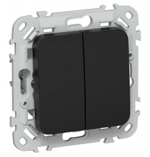 FLITE Выключатель 2-клавишный 10А ВС12-1-0-ФлЧ черный  FI-V20-0-10-1-K02  IEK