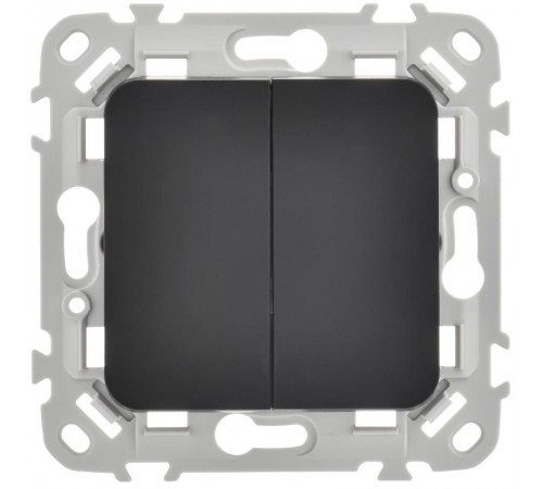 FLITE Выключатель 2-клавишный 10А ВС12-1-0-ФлЧ черный  FI-V20-0-10-1-K02  IEK