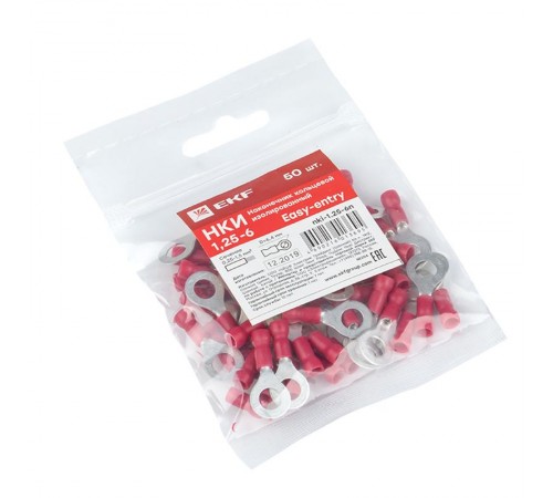 Наконечник кольцевой изолированный НКИ 1.25-6 (50шт.) EKF PROxima  nki-1.25-6n  EKF
