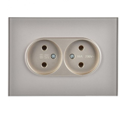SKANDY Розетка 2-местная без з/к/ш стекло 10А SK-R03Sh шамп.  SK-R20-10-K37  IEK