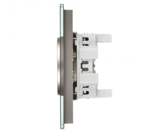 SKANDY Розетка 2-местная без з/к/ш стекло 10А SK-R03Sh шамп.  SK-R20-10-K37  IEK