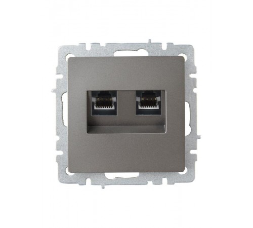 BRITE Розетка двойная RJ11+RJ45 кат.5E РК/Т12-БрС сталь   BR-KT20-O-1-K46  IEK