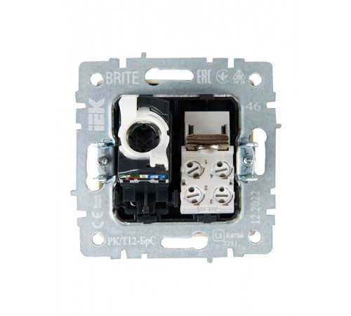 BRITE Розетка двойная RJ11+RJ45 кат.5E РК/Т12-БрС сталь   BR-KT20-O-1-K46  IEK