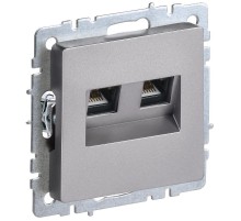 BRITE Розетка компьютерная 2-ая RJ45 кат.6 РК11-2-БрС сталь  BR-K20-2-K46  IEK
