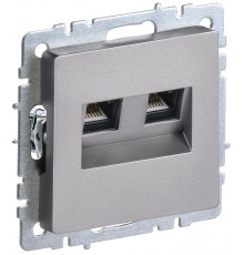 BRITE Розетка компьютерная 2-ая RJ45 кат.6 РК11-2-БрС сталь  BR-K20-2-K46  IEK