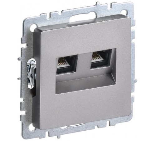 BRITE Розетка компьютерная 2-ая RJ45 кат.6 РК11-2-БрС сталь  BR-K20-2-K46  IEK