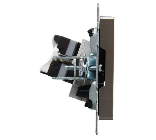 BRITE Розетка двойная RJ11+RJ45 кат.5E РК/Т12-БрС сталь   BR-KT20-O-1-K46  IEK