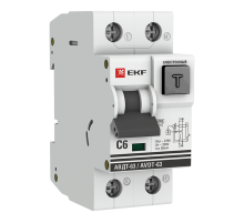 Выключатель автоматический дифференциального тока АВДТ-63 6А/ 30мА (характеристика C, электронный тип АС) 6кА PROxima  DA63-6-30e-AC  EKF (замена - 