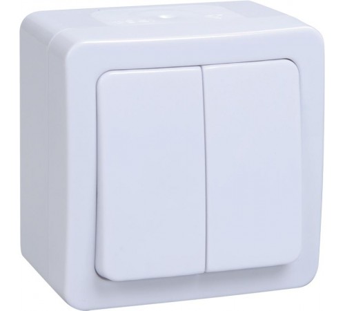 ГЕРМЕС PLUS белый Выключатель2-клавишный О/У IP54 ВС20-2-0-ГПБ  EVMP20-K01-10-54-EC  IEK