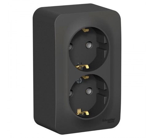 Blanca Антрацит О/У Розетка 2-ая с заземлением без шторок, 16А, 250В  BLNRA010206  SE