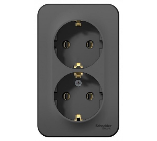 Blanca Антрацит О/У Розетка 2-ая с заземлением без шторок, 16А, 250В  BLNRA010206  SE