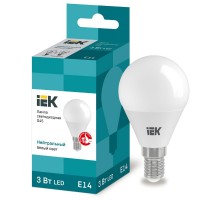 Лампа светодиодная LED 3Вт Е14 220В 4000К G45 шар  LLE-G45-3-230-40-E14  IEK
