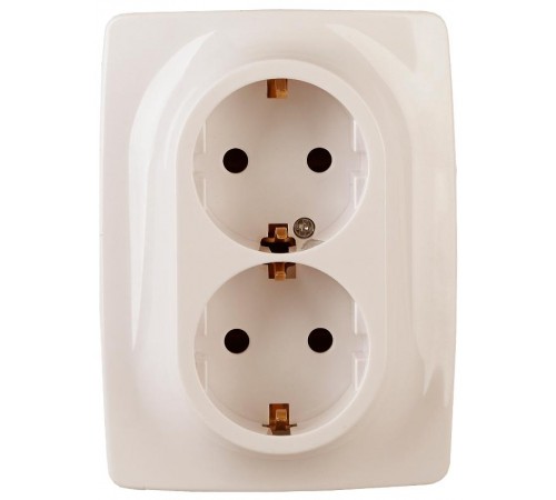 12-2006-02  Розетка 2-ая с заземлением, 16А-250В, б.л., Эра12, слоновая кость  Б0038809  ЭРА