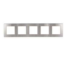 Рамка для розеток и выключателей серия 12 12-5105-03 на 5 постов, сатин, алюминий  Б0052541  ЭРА