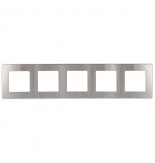 Рамка для розеток и выключателей серия 12 12-5105-03 на 5 постов, сатин, алюминий  Б0052541  ЭРА