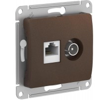 Glossa Шоколад Розетка 2-ая TV + компьютерная RJ45, кат. 5Е, механизм  GSL000889  SE