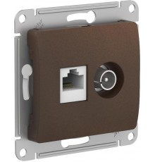 Glossa Шоколад Розетка 2-ая TV + компьютерная RJ45, кат. 5Е, механизм  GSL000889  SE
