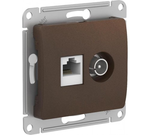 Glossa Шоколад Розетка 2-ая TV + компьютерная RJ45, кат. 5Е, механизм  GSL000889  SE